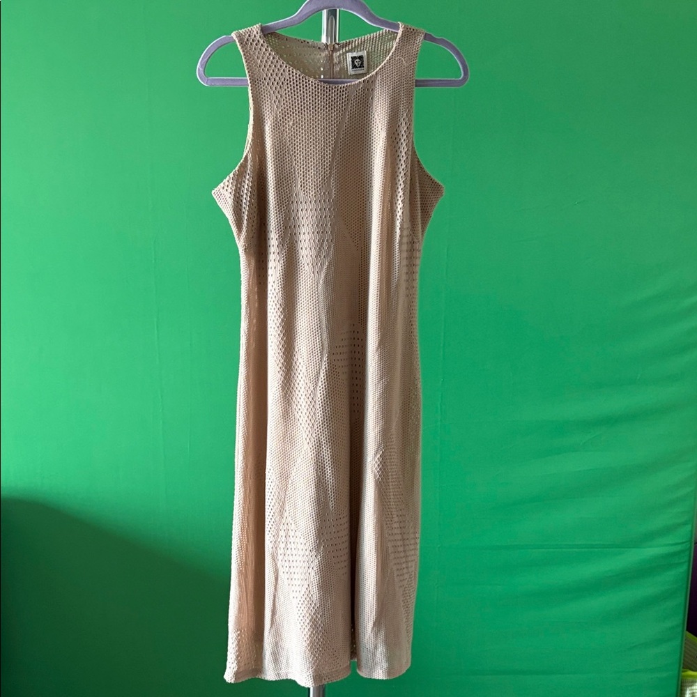 Anne Klein Beige Textured Midi Dress